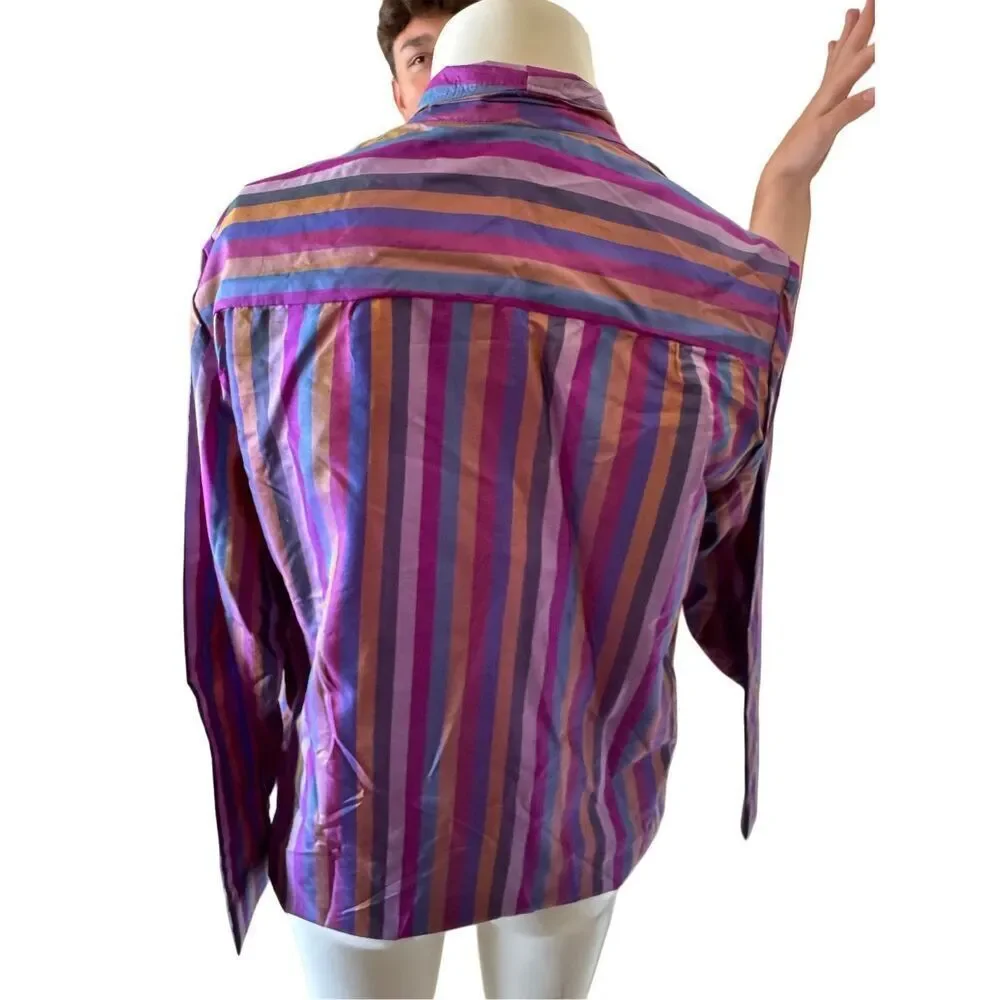 Vintage 90s striped purple fuschia lightweight blazer coat